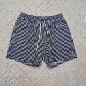 Fair Harbor Shorts Mens XXL Blue Stripe Swim Trunks Lined Casual Active 7”